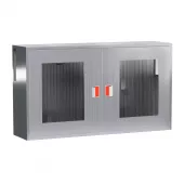 Щит пожарный закрытый из нержавеющей стали (2 двери оргстекло)